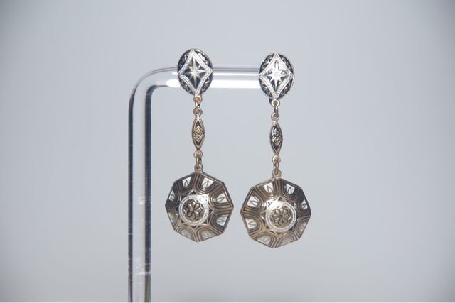 Toledo damascene pendientes de clip