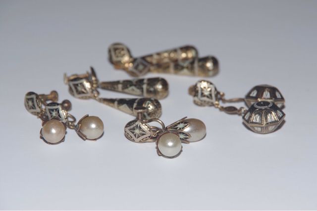 Toledo damascene pendientes de clip