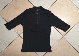 Maglia donna, manica 3/4, colore nero, taglia XS