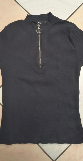 Maglia donna, manica 3/4, colore nero, taglia XS
