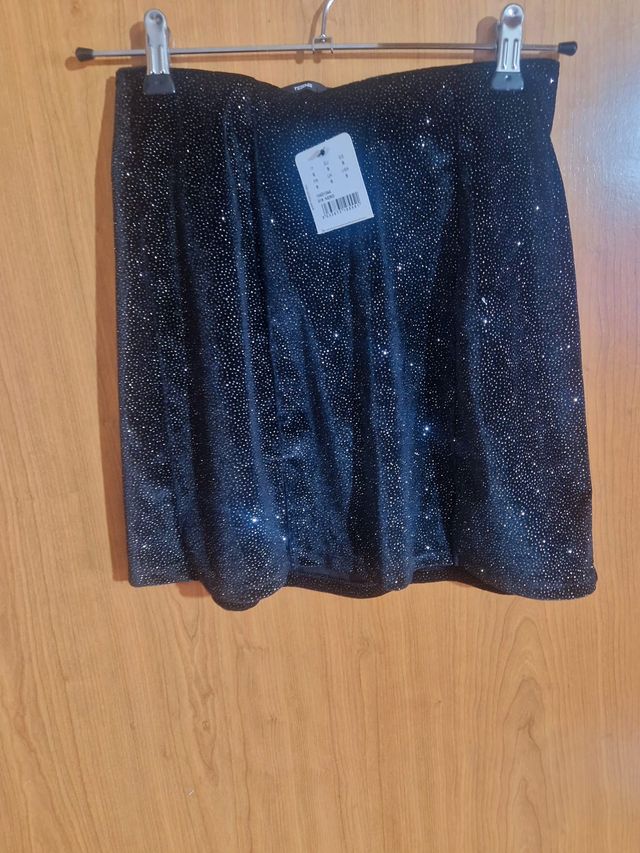 Falda brillo cintura elástica