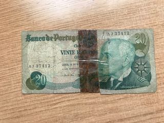 Billete de 20 escudos año 1978 de Portugal