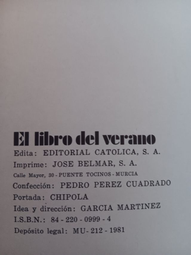 "El libro del verano" 1981 La Verdad