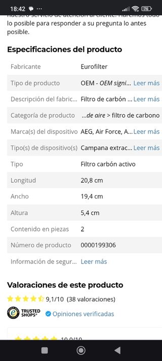 Filtros de carbón campana extractora