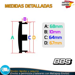 X4 Tapacubos BBS 68mm Cubrebujes Tapas de Llantas