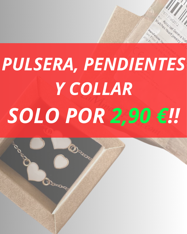 Set de bisutería con corazones blancos