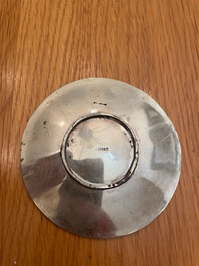 Taza y plato nacar y alpaca