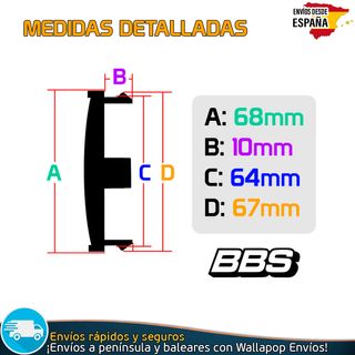 X4 Tapacubos BBS 68mm Cubrebujes Tapas de Llantas