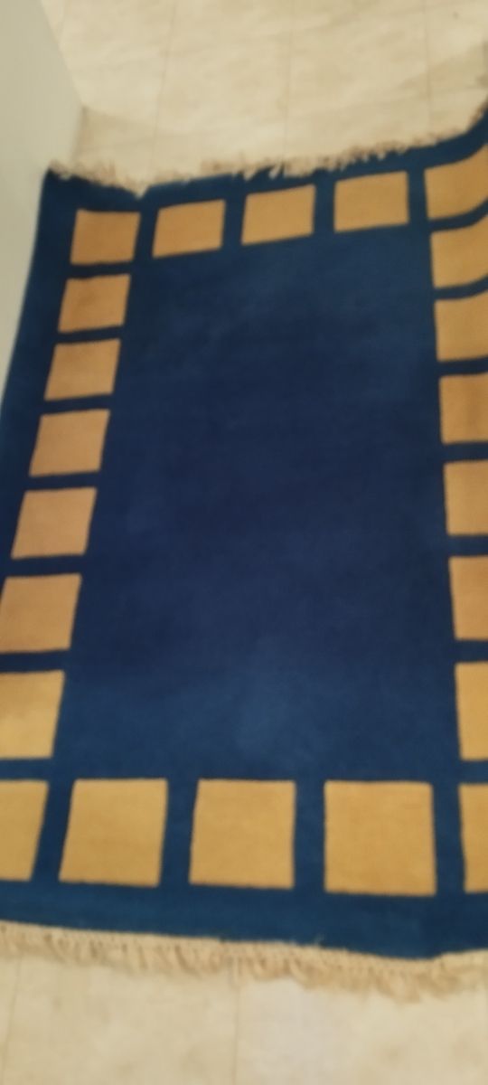 Alfombra de lana 100% color azul/ocre
