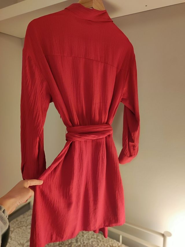 vestido camisero fucsia rubí