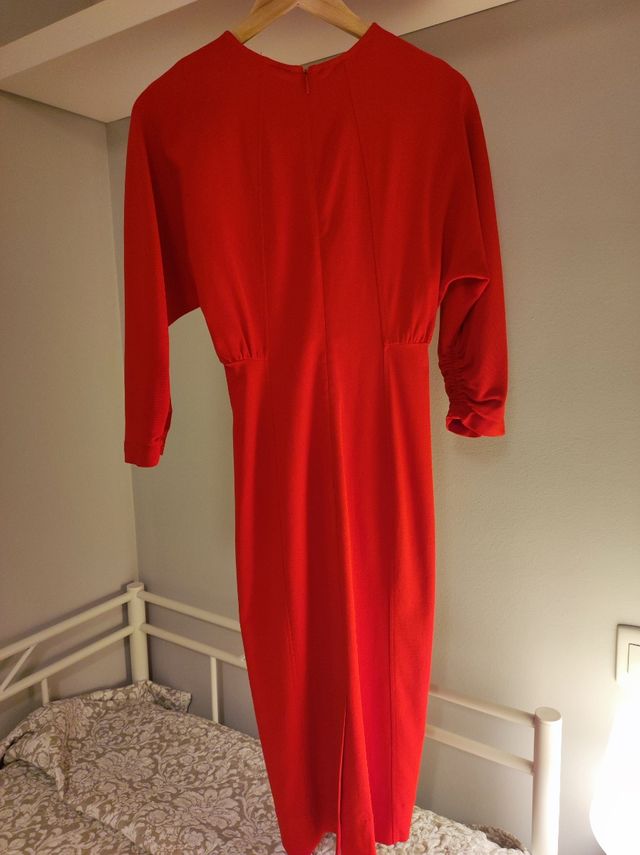 vestido MIDI rojo coral