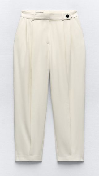 Pantalon carrot blanco Zara con etiquetas
