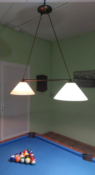 Lampada da soffitto vintage dorata per biliardo