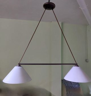 Lampada da soffitto vintage dorata per biliardo