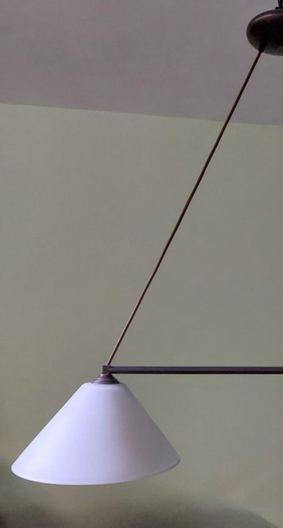 Lampada da soffitto vintage dorata per biliardo