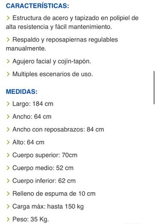 Camilla para estetica