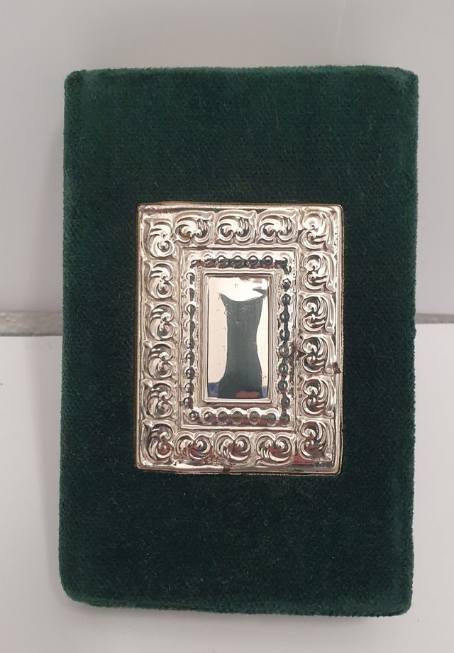 Portaagenda in velluto verde e argento