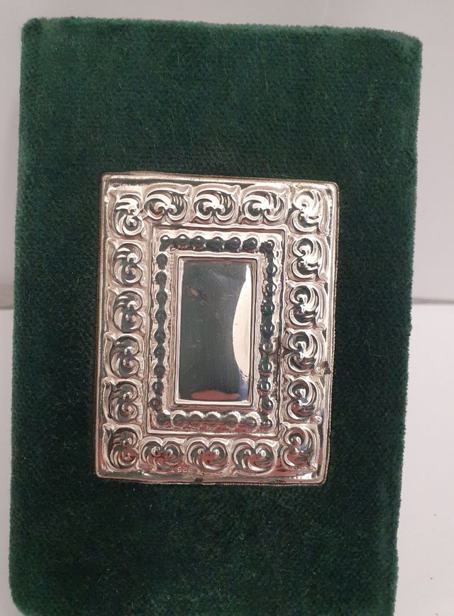 Portaagenda in velluto verde e argento