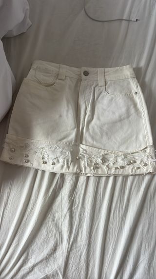 Falda Zara vaquera blanca T34