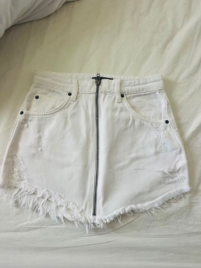 Falda vaquera blanca cremallera Xs
