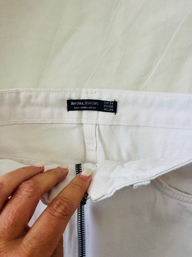 Falda vaquera blanca cremallera Xs