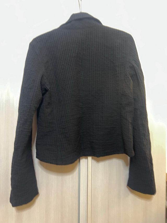 Vintage Giacca Nera Blazer In Cotone Con Bottone