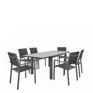 Mesa extensible de aluminio.