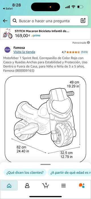 Moto correpasillos sprint Feber