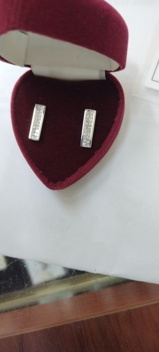 Pendientes oro blanco y brillantes