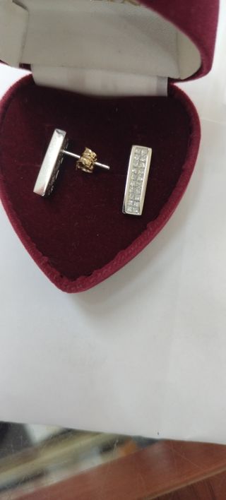 Pendientes oro blanco y brillantes