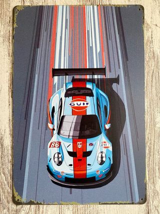 Cartel chapa Porsche Gulf