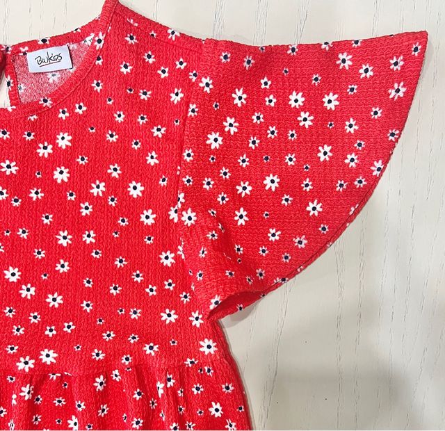 Vestito floreale blukids bambina rosso