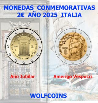 🇮🇹 ITALIA MONEDA 2€ EURO 2025 JUBILEO y AMERIGO