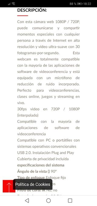 Webcam HD autoinstalable con microfono