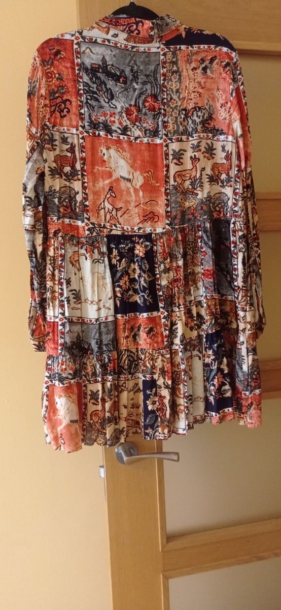 Vestido camisero estampado naranja talla M