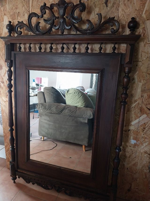 Espejo de madera grande Alfonsino S. XIX