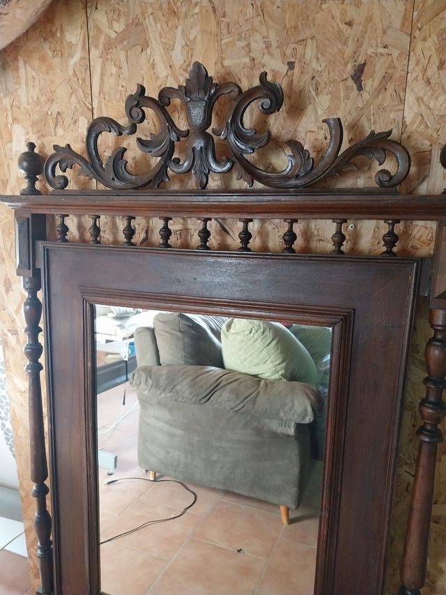 Espejo de madera grande Alfonsino S. XIX