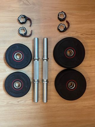 Set de mancuernas y pesas de caucho