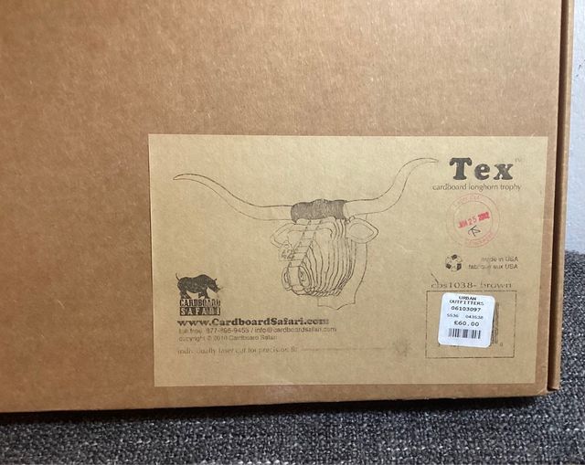 Cabeza vacuno cuernos 112 cm decoración pared UO