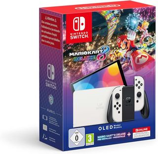 Switch Console Oled White + Mario Kart 8 Deluxe Pr