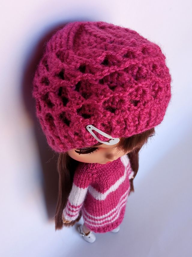 Conjunto gorro y vestido en rosa y blanco - Blythe