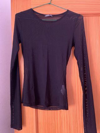 Camisa transparente negra de malla