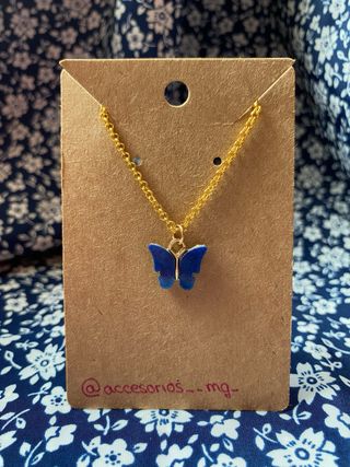 Conjunto pendientes y colgante mariposa azul oscur