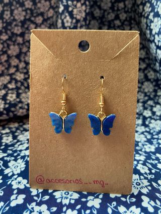 Conjunto pendientes y colgante mariposa azul oscur