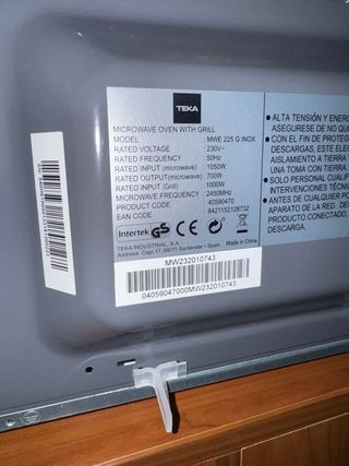 Microondas con grill Teka Inox 20L
