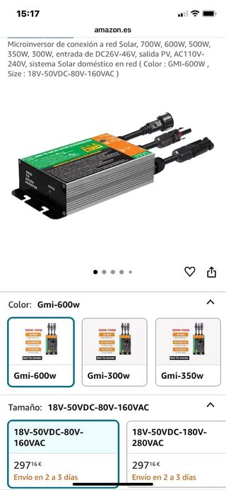Microinversor de conexión a red Solar Gmi 600