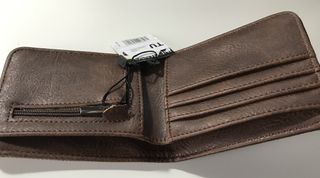 Cartera Tarjetero de cuero y tela