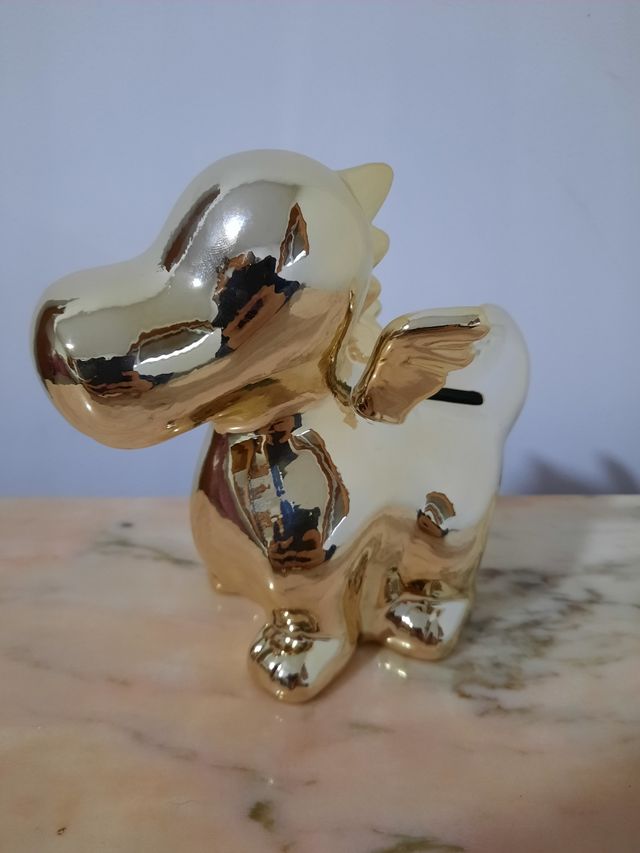 Golden dragon piggy bank