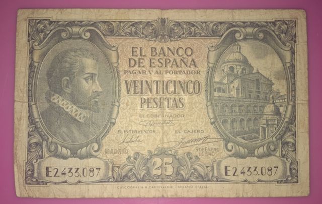 BILLETE de ESPAÑA 25 PESETAS de 1940 JUAN HERRERA