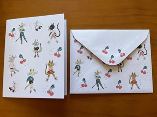 Tarjeta felicitación con sobre gatos